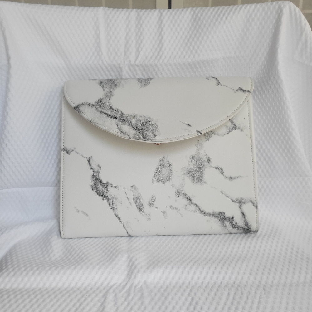 Large Travel White Marble Envelope Clutch Bag Organizer